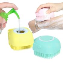 Esponja Banho Silicone Dispense Massagem Escova Pet Shampoo