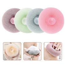 Esponja Bucha De Banho Esfoliante Redonda Suporte Dedos Ventosa