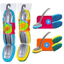 Esponja com Cabo Lavar Louça Multiuso e Antirrisco +4 Refis Esponja com Cabo Lavar Louça Multiuso e Antirrisco +4 Refis