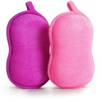 Esponja de banho BabaMate Baby, pacote com 2 unidades, ultra macia, rosa violeta