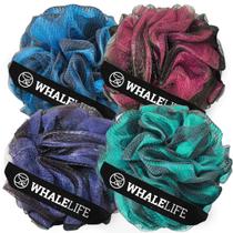 Esponja de banho Loofah Sponge, pacote com 4 unidades, WhaleLife para mulheres e homens