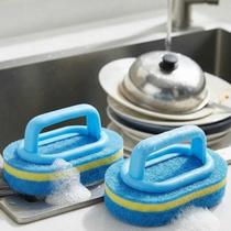 Esponja de Cozinha com Alça Ergonômica para Lavar Louça e Panelas 14cm Escova de Limpeza com Fibra Resistente, Secagem Rápida, Antibacteriana, Ideal Esponja de Cozinha com Alça Ergonômica para Lavar Louça e Panelas 14cm Escova de Limpeza com Fibra Resistente, Secagem Rápida, Antibacteriana, Ideal