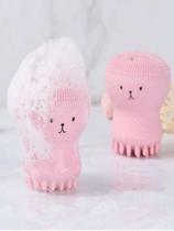 Esponja de Limpeza Facial de Silicone Polvo Rosa 2 em 1