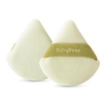 Esponja de Pó Silk Skin Ruby Rose Acabamento Aveludado Triangular Lavável Ideal Para Selar Make