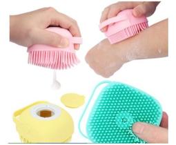 Esponja De Silicone Banho Massageador Com Dispenser Shampoo