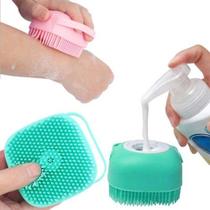 Esponja De Silicone P/ Banho Massageador Dispenser Shampoo - Alinee