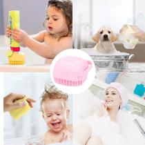 Esponja De Silicone Para Banho Com Dispenser Shampoo / Sabonete Escova Crianças, Adultos e Pets