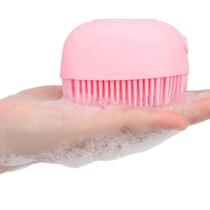 Esponja De Silicone Para Banho Dispenser Shampoo Sabonete Escova Crianças, Adultos e Pets Rosa