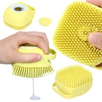 Esponja De Silicone Para Banho Massageador Dispenser Sabonete AMARELA