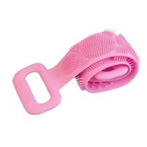 Esponja Elástica Esfoliante De Banho Lava Costas Em Silicone Rosa