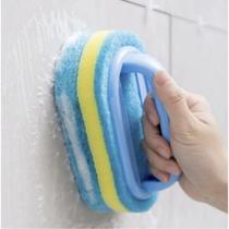 Esponja Escova de Limpeza com Alça Multiuso 14cm Azul JF Esponja Escova de Limpeza com Alça Multiuso 14cm Azul JF