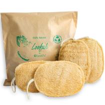 Esponja esfoliante LooLife Natural Loofah, pacote com 4, biodegradável