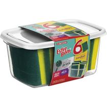 Esponja Esfrebom Multiuso Com 6 Unidades + Pote Sortido - BT002K - BETTANIN