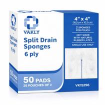 Esponja Estéril Dividida para Drenagem Vakly 6 Camadas 50 Unidades 10x10 cm Esponja Estéril Dividida para Drenagem Vakly 6 Camadas 50 Unidades 10x10 cm