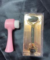 Esponja Limpeza Facial Escova Massageadora Esfoliante 2 Em 1 + rolinho d jade