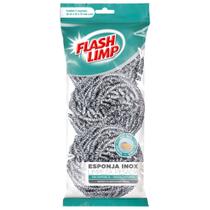 Esponja limpeza pesada inox 3 peças flash limp Esponja limpeza pesada inox 3 peças flash limp