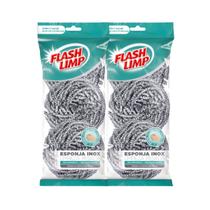 Esponja Limpeza Pesada Inox 6 Peças Flash Limp