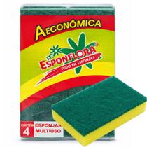 Esponja Louça Dupla Face Com 4 Esponflora