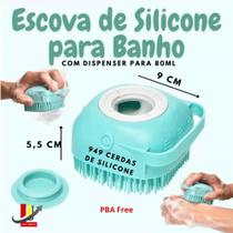 Esponja massageadora de banho silicone com dispenser para shampoo e sabonete líquido AZUL TURQUESA