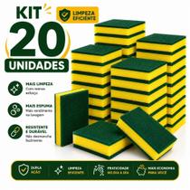 Esponja Multiuso Dupla Face Limpeza Pesada Lava Louça Cozinha Kit 10 20 Unidades Esponja Multiuso Dupla Face Limpeza Pesada Lava Louça Cozinha Kit 10 20 Unidades