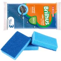 Esponja Não Risca Brilhus Com 3 Unid. Azul Multiuso Bettanin