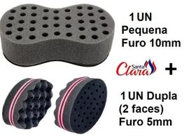 Esponja Twist 01 Pequena + 01 Dupla Afro Nudred Cabelo - Santa Clara