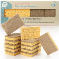 Esponjas de cozinha BioGo, pacote com 12, biodegradáveis, compostáveis