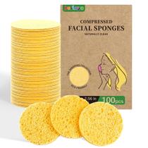 Esponjas faciais com 100 unidades de celulose natural comprimida Esponjas faciais com 100 unidades de celulose natural comprimida