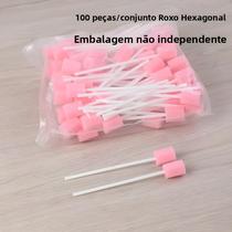 Esponjas Orais Descartáveis Macias 100 Unidades Com Cabo Para Cuidados Bucais E Limpeza Dental