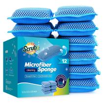 Esponjas reutilizáveis SCRUBIT Microfiber, pacote com 12 unidades para pratos azuis
