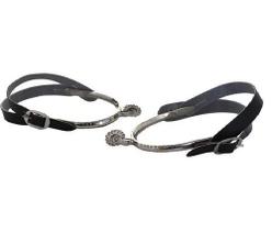 Espora em aço inox 16 bicos com correia de couro artecouro