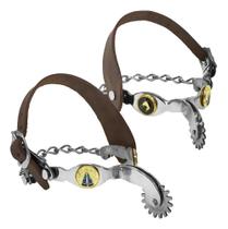 Espora Inox N.S. Pingente Cavalo Correias Couro Santinho