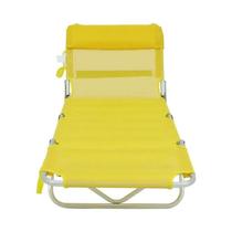 Espreguiçadeira alum/amarela ajustavel 5p c/catraca 1,83m -