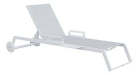 Espreguicadeira Aluminio Rodas E Mesa Ate 160kg - Branca