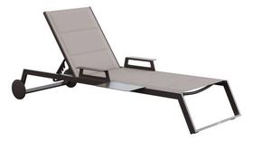Espreguicadeira Aluminio Rodas E Mesa Ate 160kg - Marrom