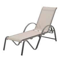 Espreguiçadeira Chaise Búzios Rivatti em Aluminio Amêndoa com Tela Mesh Bege