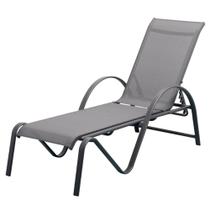Espreguiçadeira Chaise Búzios Rivatti em Aluminio Grafite com Tela Mesh Grafite