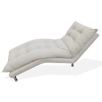 Espreguiçadeira Chaise Decorativa Estofada Sala de Estar Diva Corano Bege - LM DECOR