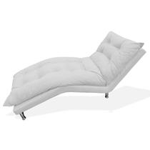 Espreguiçadeira Chaise Decorativa Estofada Sala de Estar Diva Corano Branco - LM DECOR