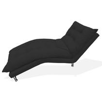 Espreguiçadeira Chaise Decorativa Estofada Sala de Estar Diva Corano Preto - LM DECOR