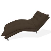 Espreguiçadeira Chaise Decorativa Estofada Sala de Estar Diva Suede Marrom - LM DECOR