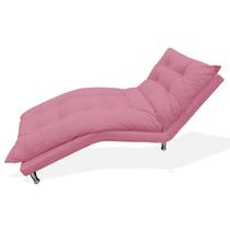 Espreguiçadeira Chaise Decorativa Estofada Sala de Estar Diva Suede Rosa Barbie - LM DECOR