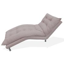 Espreguiçadeira Chaise Decorativa Estofada Sala de Estar Diva Suede Rose - LM DECOR