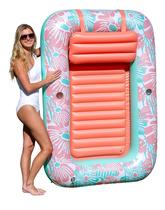 Espreguiçadeira de bronzeamento inflável Aqua Large com porta-copos rosa Espreguiçadeira de bronzeamento inflável Aqua Large com porta-copos rosa