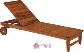 Espreguiçadeira de Madeira Tramontina em Madeira Muiracatiara com Acabamento Eco Clear com Rodas