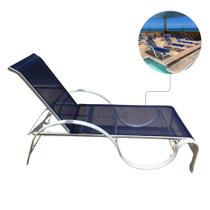 Espreguiçadeira De Piscina em Alumínio e Tela Sling Modelo Ondulada