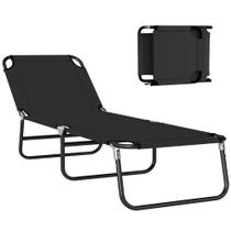 Espreguiçadeira Dobrável Outsunny com 5 Níveis de Reclinação Preta Espreguiçadeira Dobrável Outsunny com 5 Níveis de Reclinação Preta