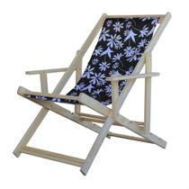 Espreguiçadeira Dobrável para Piscina ou Varanda - Madeira Maciça, Com Braço, Natural