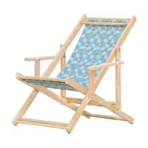 Espreguiçadeira Dobrável para Piscina ou Varanda - Madeira Maciça, Com Braço, Natural