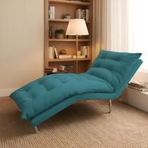 Espreguiçadeira Estofada Sala Leitura Descanso Diva Suede Cor:Azul-turquesaDesenho do tecido:Suede